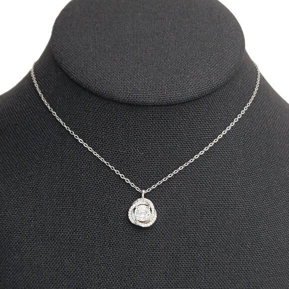 925 Sterling Silver Womens Round 2ct Diamond Pendant Necklace Ladies New Jewelry - Picture 2 of 8